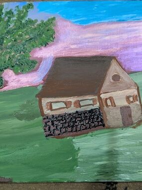 Hand-Painted Home Art Landscape in Green and Brown By E and T Paintings